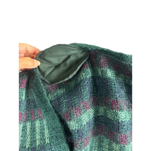Vtg Paul Harris Mohair Wool Cardigan Womens L Oversized Green Purple Grandpa 80s - Picture 8 of 9